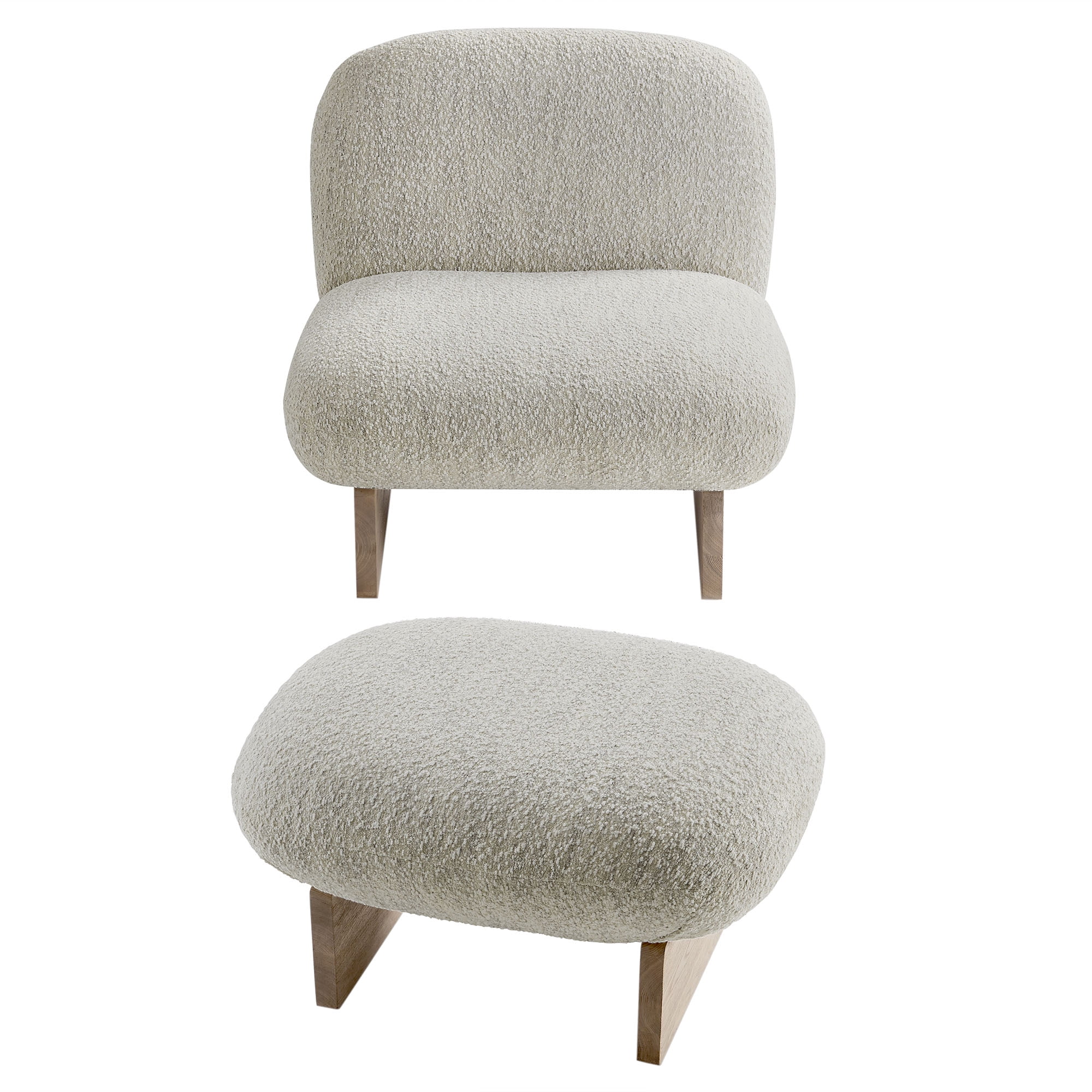 Accent Chair and Ottoman, Oak Brown, Fabric, Wood, Living Room Lounge Cafe Lobby Hospitality Restaurant, Modern Contemporary, HB37362