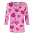 thumbnail image 5 of TrendVibe365 Valentines Day Clothes 3/4 Sleeve Tops for Women 2025 Plus Size with Crew Neck Polyester Casual Love Heart Printed Lover Gift Blouse Tops for Valentines Gifts Pink XL, 5 of 5