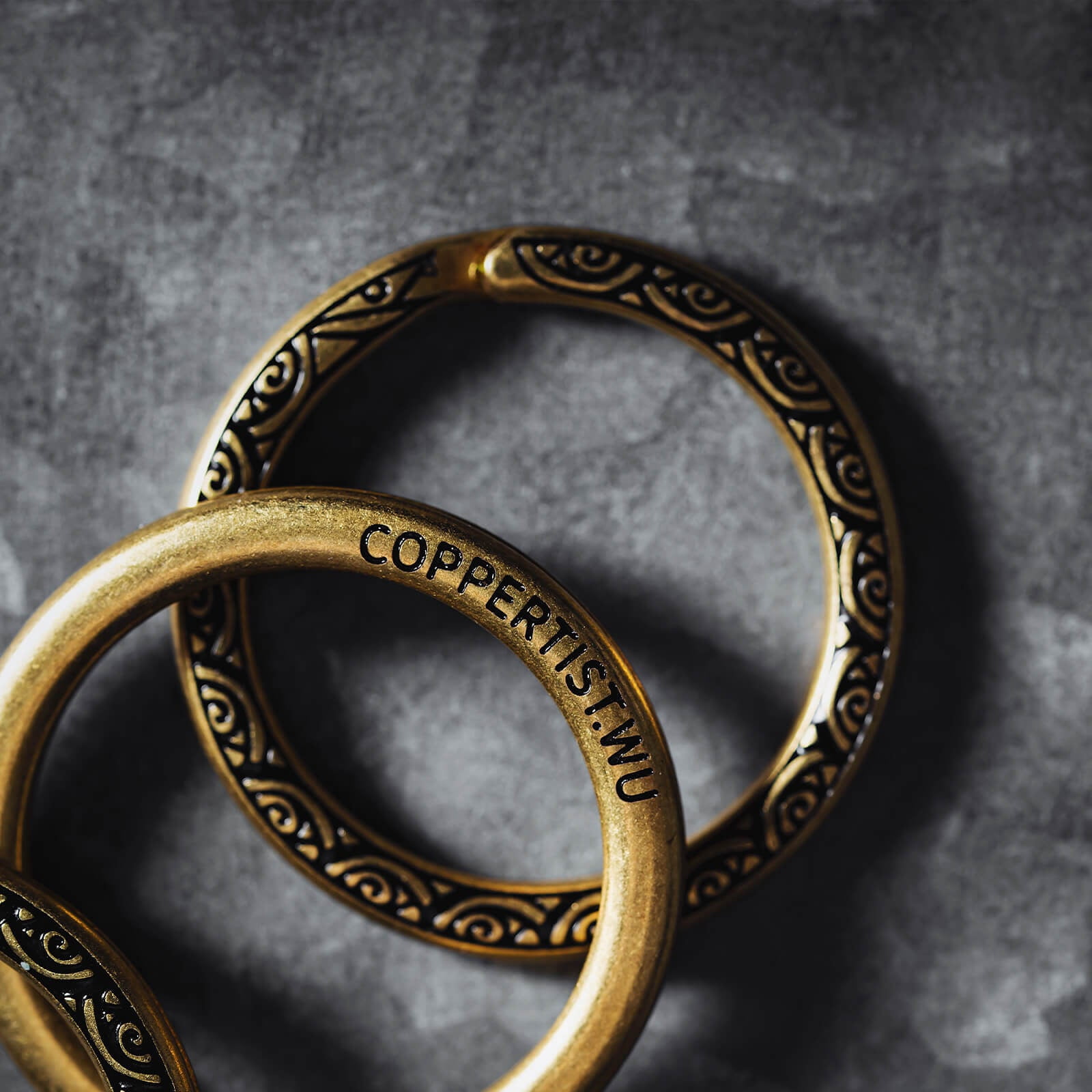 COPPERTIST.WU Brass Ouroboros Key Rings, Snake Design Keychain Set, 5 Pack Metal Keyring