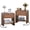 Brown B-2 Set, variant on Wirrytor Wide Fluted Nightstand with Drawer and Open Shelf, Retro Narrow Side Table for Small Spaces, Slim End Table with Solid Wood Legs for Bedroom and Living Room