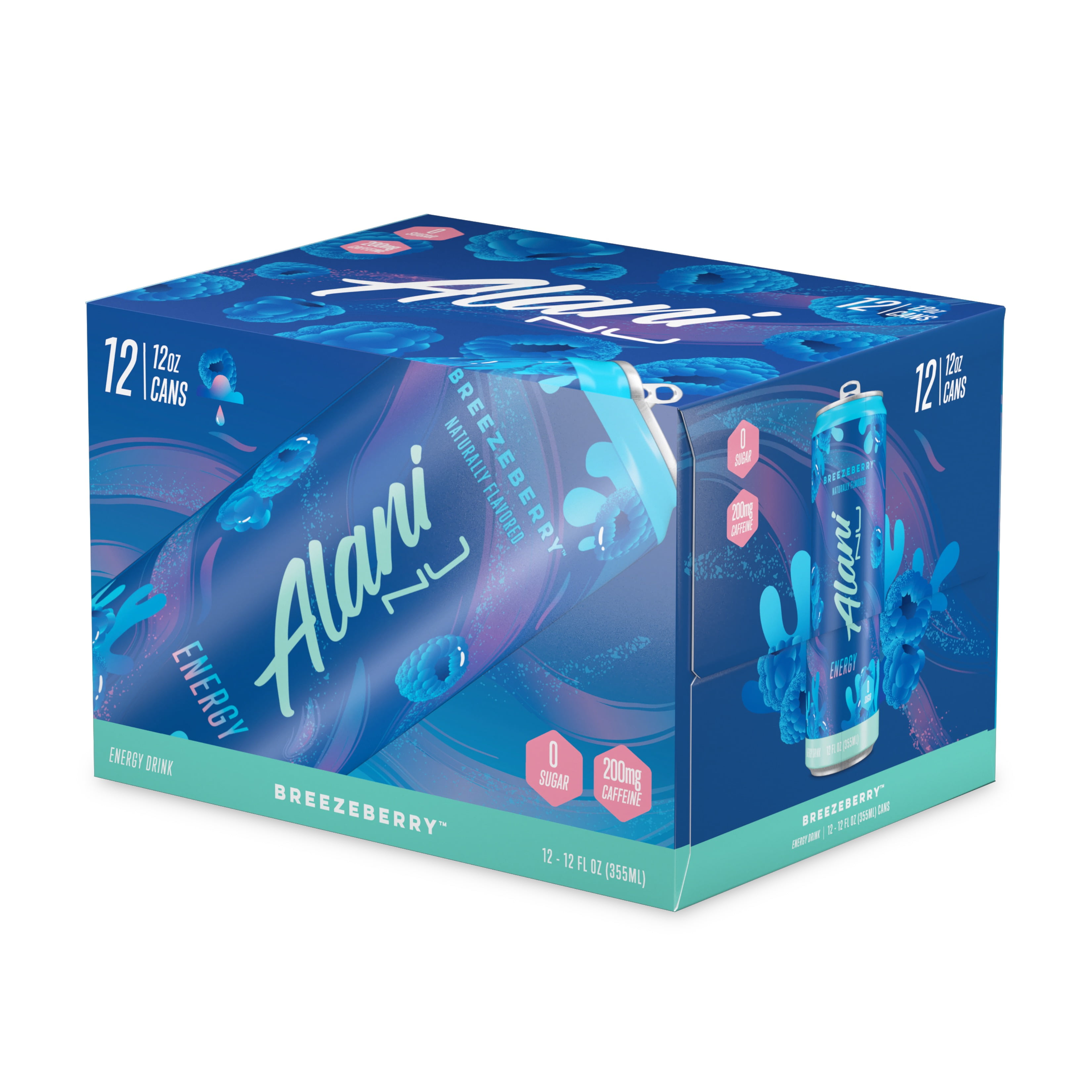 Alani Nu SugarFree Energy Drink, Breezeberry, 12 oz Cans (Pack of 12