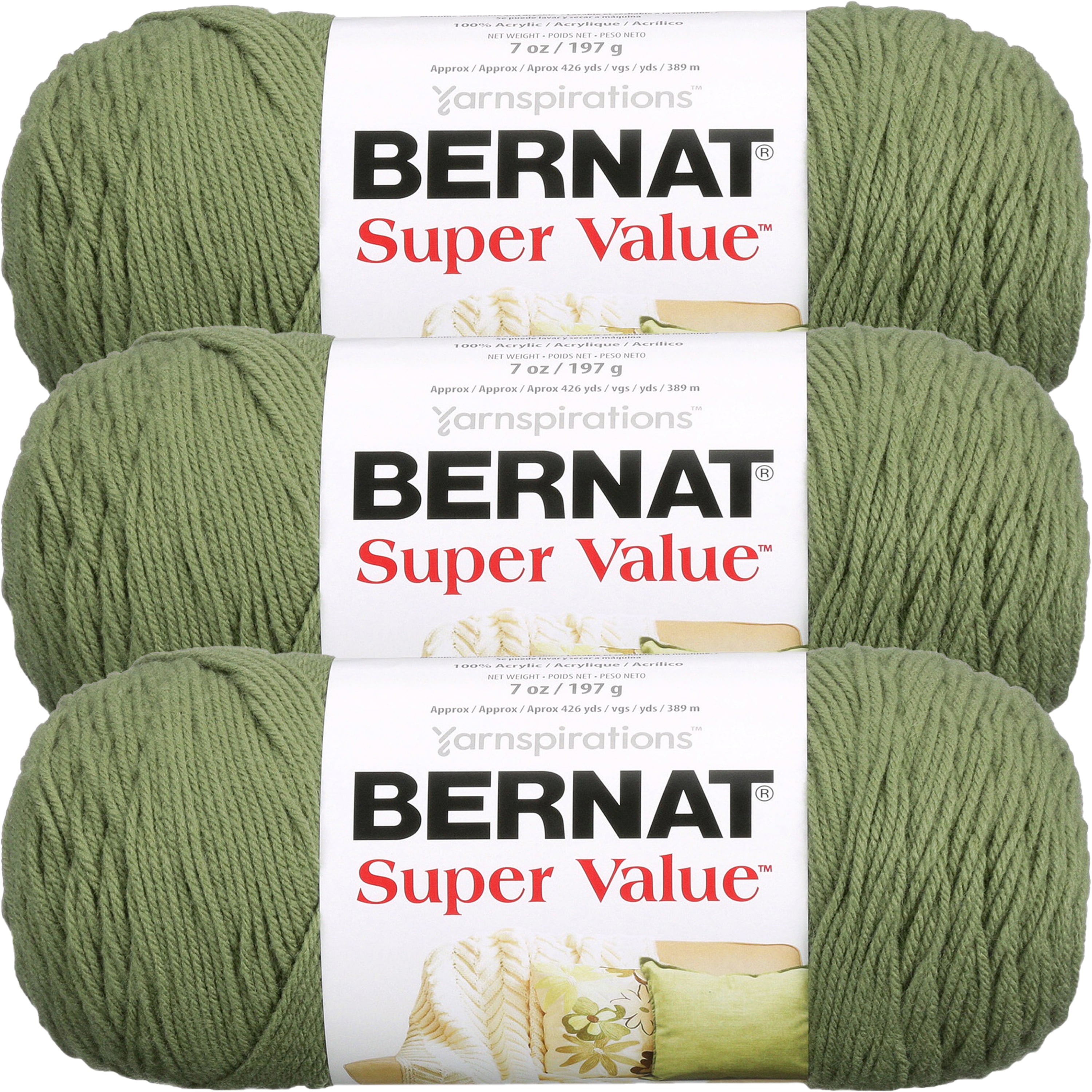 Bernat Super Value Solid Yarn-Forest Green, Multipack Of 3