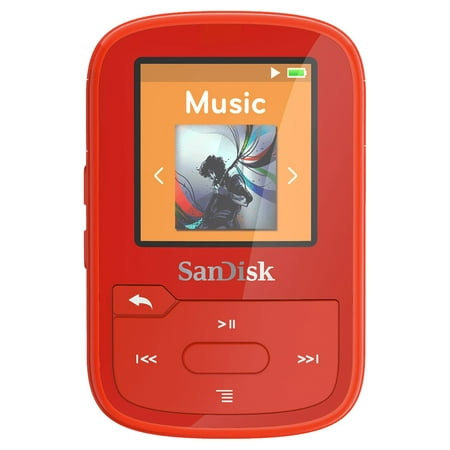 SanDisk 16GB Clip Sport Plus MP3 Player, Red, New Condition - SDMX28-016G-G46R