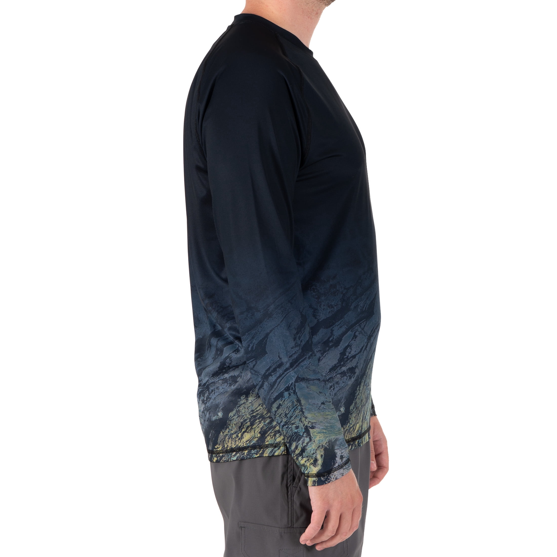 Realtree Men's Long Sleeve Performance Fishing Tee, Deep Ocean, M