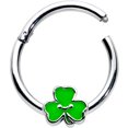 thumbnail image 2 of Body Candy 16G Steel Hinged Segment Ring Seamless CartilageSweet Happy Shamrock Nose Hoop 3/8, 2 of 7