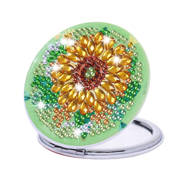 Espejo Diamante Cristal Conjunto Manualidades Artísticas Girasol Doble Cara Forma Especial