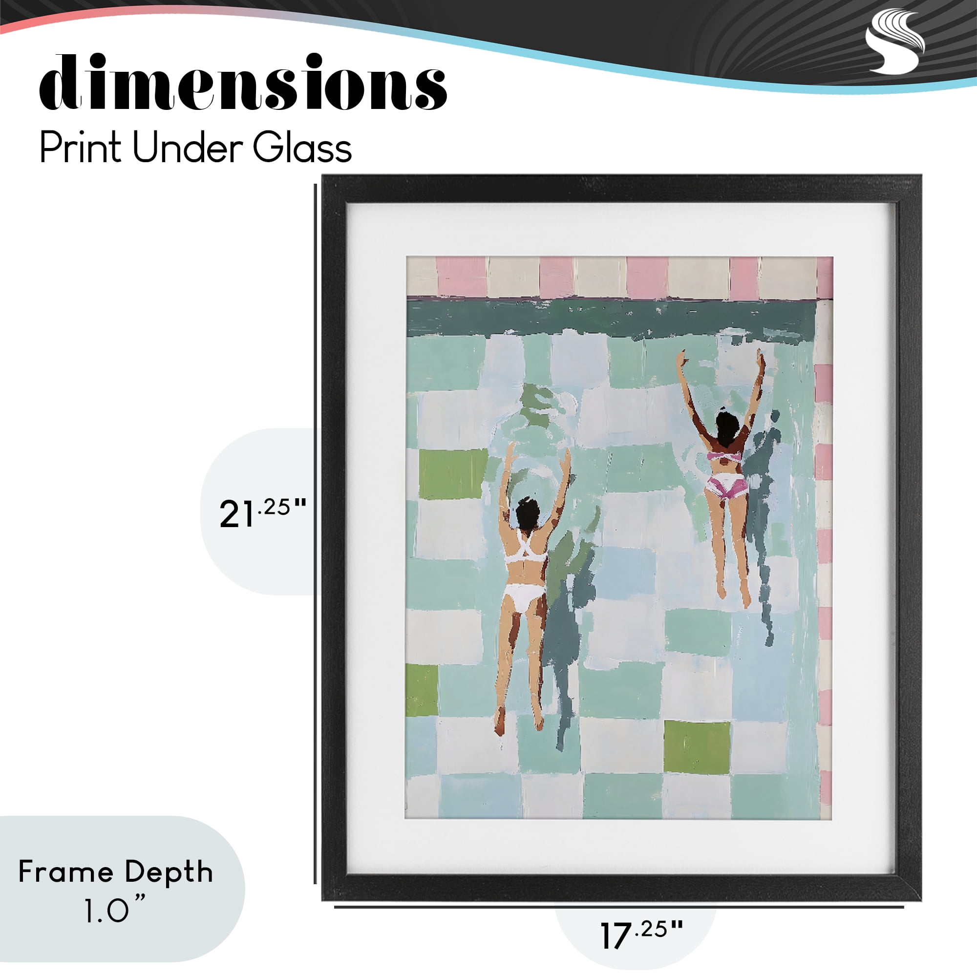 Stupell Industries Twin Swimmers in Pool Black Framed Print Under Glass, design by The Prints Vibe