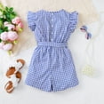 thumbnail image 3 of Big Girls Clothes 9Y Girls Bodysuit 10Y Girls Sleeveless Round Neckline Plaid Jumpsuit Blue, 3 of 7