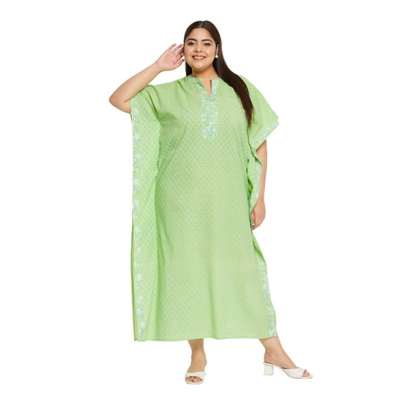 Oussum Cotton Long Kaftan Dress For Women Kimono Style Cover Up