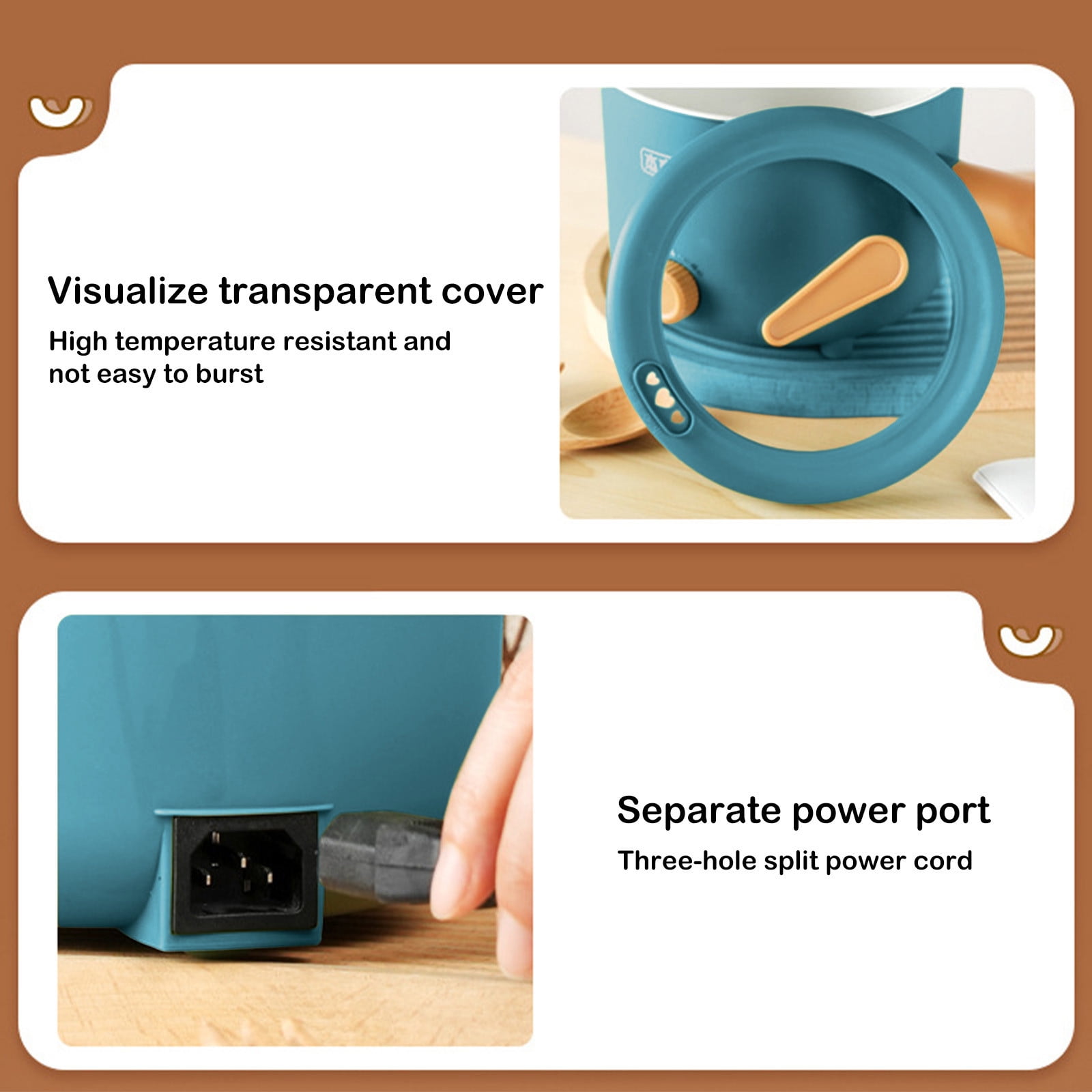 COM1950s Electric Hot Pot- Ramen Cooker,Dual Power Mini Portable Multi-Functional Lazy Pot for Pasta,Noodles,Egg,Soup,Non-Stick Noodle Cooker with Boil Dry Protection for Dorm,Office (Blue)