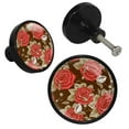 thumbnail image 2 of 4 Pcs Vintage Flowers Patterns Knobs for Kitchen Cabinet Cupboard Dresser Bookcase Drawer Pulls Handles Round Home Decor, 2 of 5