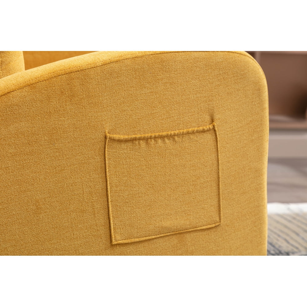 Upholstered Swivel Glider, Cosymart Rocking Chair for Nursery, Modern Style One Left Bag, Yellow Finish