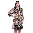 thumbnail image 1 of Moomaya Printed Womens Kimono Robes Short Satin Silk Bridal Robe Loungewear, 1 of 7