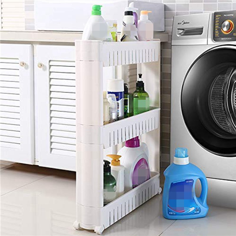 AUGIENB Mobile Shelving Unit Slim Slide Out Storage Tower Pull out Pantry Shelves Cart with 3/5