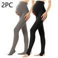 thumbnail image 2 of successthop Fleece Lined Maternity Leggings 2 Pack Soft Tights Comfortable Adjustable Waist Bottom Solid Winter Pant, 2 of 3