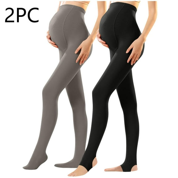 Fnooota Womens Maternity Leggings, Soft Stretchy High Waisted 2 Piece Thermal Bottoms Dark Gray Size Free Size