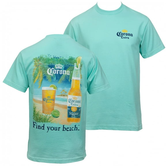 Corona Extra Find Your Beach Back Print T-Shirt-Medium