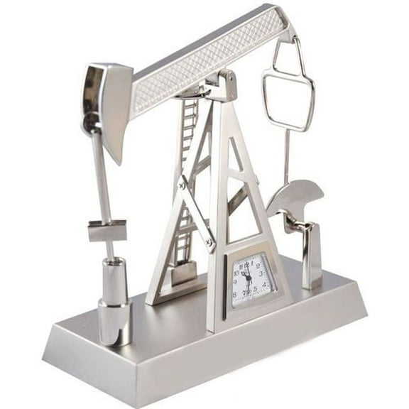 OIL PUMP JACK CLOCK IN SILVER
