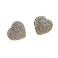 thumbnail image 2 of 2pc Shiny Geometric Love Heart Shaped Copper Diamond Earrings for Women, 14k Gold Plated Sensitive Ear Crystal Party Wedding Valentine's Day Gift, 2 of 6