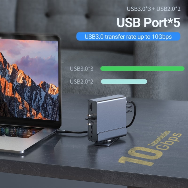 Zecic Power Workflow USB C Dock Hubs with Video Output Gigabit Ethernet Port 1000mbps