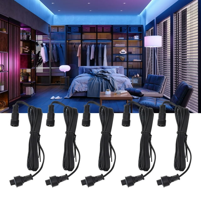 Cable de extensión de luz de cubierta ANGGREK 5 Piezas IP67 Conectores Macho y Hembra impermeables