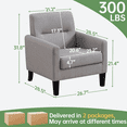 thumbnail image 4 of Modern Upholstered Accent Chair Set of 2, Mid Century Cozy Fabric Armchair with Button Tufted Back and Wood Legs, Comfy Reading Chair for Bedroom, Living Room, Office, or Cafe (Light Grey), 4 of 13