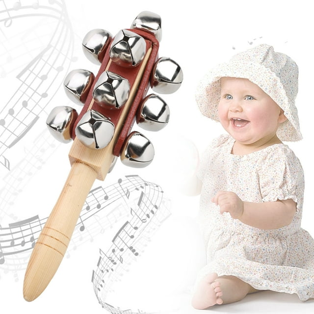 Handheld Jingles Bells, Anti-Rust Sleigh Bell Stick, Durable Lightweight for Concerts Dancing Parties Beginners