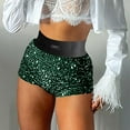 thumbnail image 5 of MOJOGO High Waist Hotpants for Women Sparkly Sequin Mini Shorts Trendy Summer Outfits for Club Party Olive Green L, 5 of 9