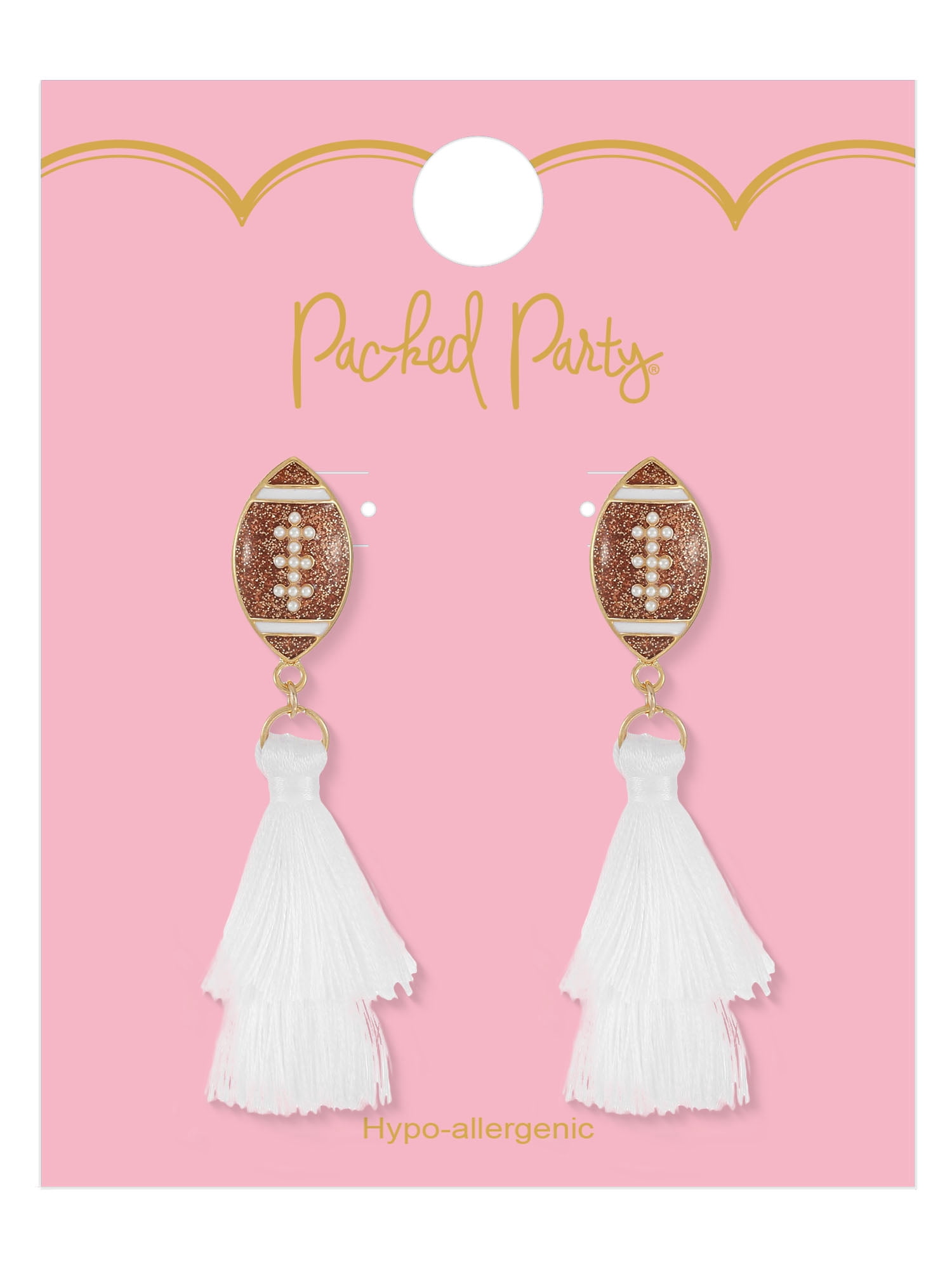 Packed Party Football Fringe Earrings