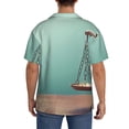 thumbnail image 3 of Lsque Vintage Brass Balance Scale print Men's Cuban Collar Short Sleeve Shirt Summer Beachwear Casual Button Down Fashionable Vacation Leisure Shirt-Medium, 3 of 7