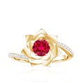 thumbnail image 4 of Rosec Jewels Lab Grown Ruby Flower Engagement Ring with Diamond - Bypass Ring for Women - AAAA Quality - with Jewelry Box, 14K Yellow Gold, US 9.00, 4 of 8