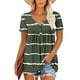 thumbnail image 1 of Camiseta floral con cuello en V y dobladillo con volantes para mujer Camisas cortas holgadas Blusa corta plisada Verde XXXL, 1 of 5