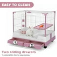 thumbnail image 6 of golytefs Gravity Lock Rabbit Cage with Pull Out Tray Wheeled Bunny Hutch Cage (Pink), 6 of 9