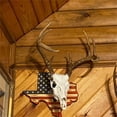 thumbnail image 4 of European Deer Mount Plaque Prey Display Rack Wooden Background Stars and Stripes Patterns Home Decor  A, 4 of 7