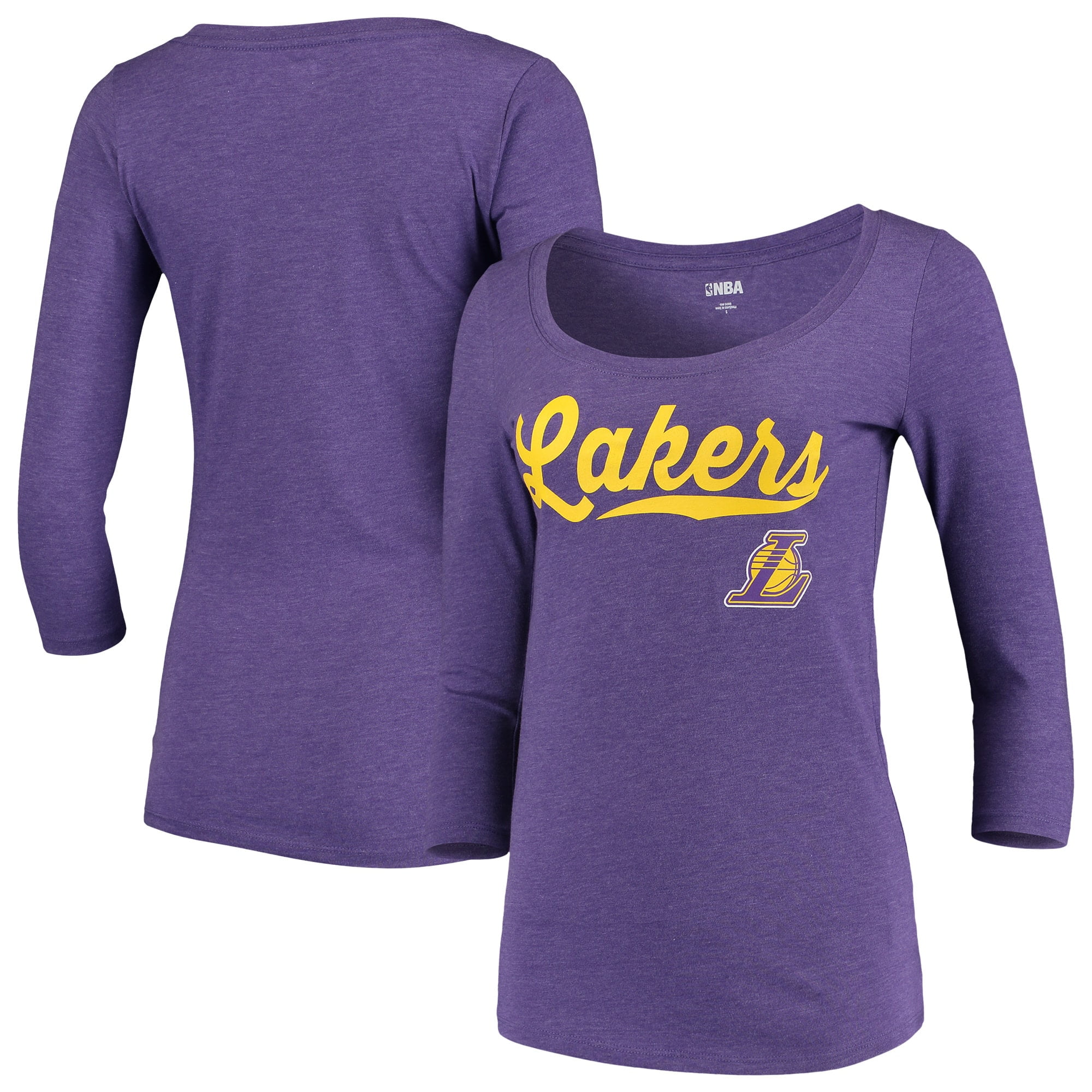 Women's 5th & Ocean by New Era Purple Los Angeles Lakers Jersey 3/4-Sleeve T-Shirt