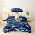 thumbnail image 2 of jejeloiu Watercolor Shark Print Twin Duvet Cover,Ocean Pattern Twin Bedding For Boys,Blue Navy,Navy Blue Reversible,2pcs,1 Duvet Cover and 1 Pillowcase, 2 of 6