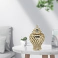 thumbnail image 2 of Ceramic Ginger Jar with Lid Universal Jar Handicraft Storage Decoration Home gold, 2 of 8
