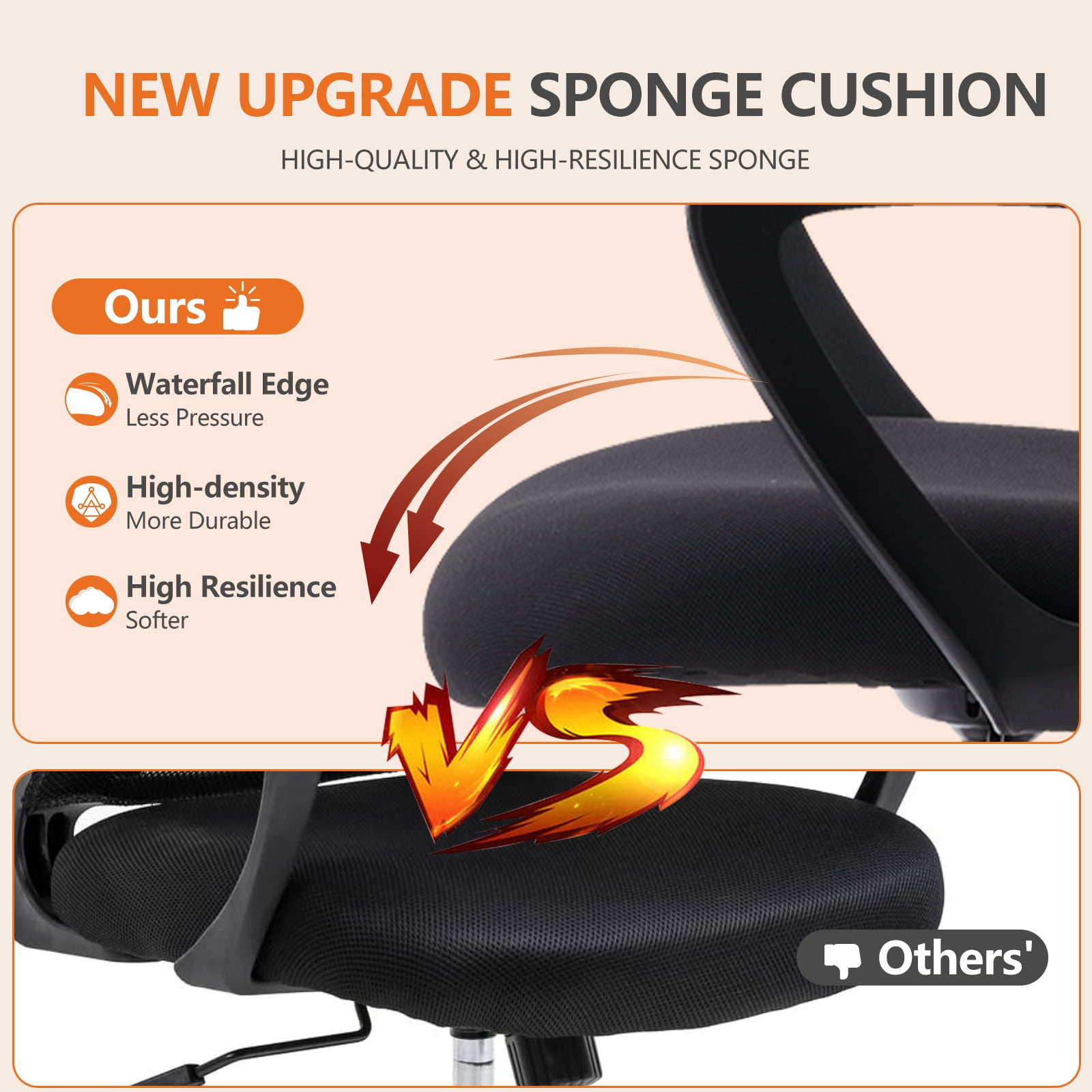 JONPONY Tall Drafting Office Chair,Desk Chair with Ergonomic Lumbar Support for Home, Office, Bedroom, for Adults,Black