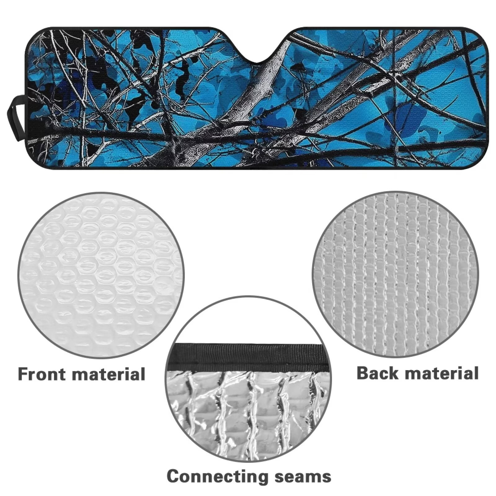 Uorisanigo Windshield Sun Shade, Blue Hunting Camo Forest Windshield Sunshade Heat Shield for Jeep Wrangler, 52.95 in *16.14 in, Compatible with JK JKU TJ 2 Door / 4 Door, Esay to Install