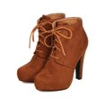 thumbnail image 5 of New Women DbDk Furry-7 Faux Suede Almond Toe Lace Up Platform Oxford Bootie, 5 of 5
