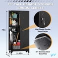 thumbnail image 3 of Metal Garage Storage Cabinet, 75” Cleaning Tool Cabinet with Hooks and Hanging Rods, Heavy Duty Garden Tool Organizer, Broom Cabinets for Home, Garage, Laundry Room, Gym, Workshop, 3 of 14