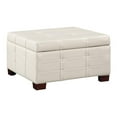 thumbnail image 1 of Detour Strap Square Storage Ottoman in Cream Faux Leather, 1 of 9