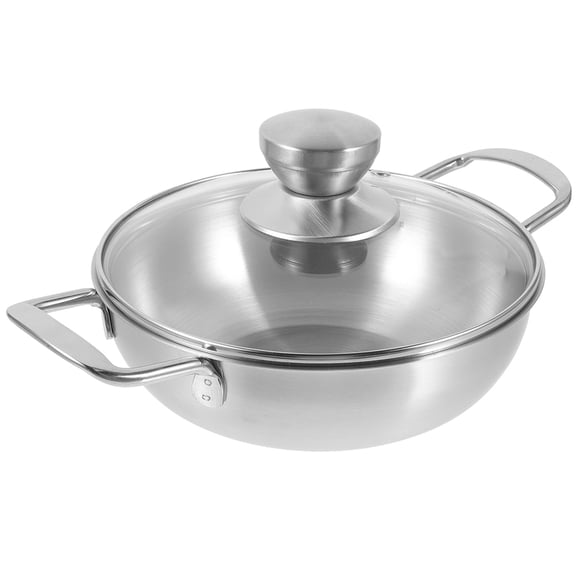 FONDOTIN Stainless Steel Wok with Glass Lid, Nonstick Frying Pan for Cooking, , 1 Set