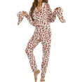 thumbnail image 3 of Defitshape Women's Long Sleeve Onesie Pajama Fuzzy Fluffy Fleece Flannel Hoodie Soft One Piece Sleepwear Pink XX-Large, 3 of 5