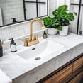 thumbnail image 5 of Wowow 4 in. Centerset Double Handle High Arc Bathroom Sink Faucet with Pop Up Drain in Gold, 5 of 8