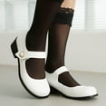 thumbnail image 2 of KIJBLAE Women's Cute Sweet Lolita Shoes Buckle Strap Heart Decor Round Toe Mary Jane Pumps Chunky Low Heel Cosplay School Uniform Kawaii Japanese Style White 38, 2 of 4