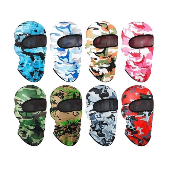 Camo Ski Mask Balaclava Face Cover - 8-Pack UV & Windproof Full Face Shield for Outdoor Activities