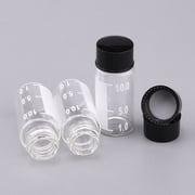 10ml Clear Glass Bottles Vial with Scale Write Patch Clear Liquid Sampling Sample Screw Cap Empty Lab Vials Black Plastic Cap,50pcs