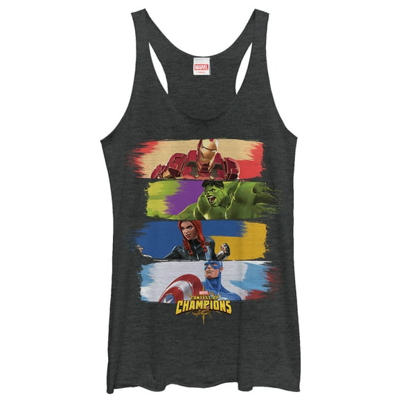 Women's Marvel Contest of Champions Paint Streak Racerback Tank Top Black Heather X Large