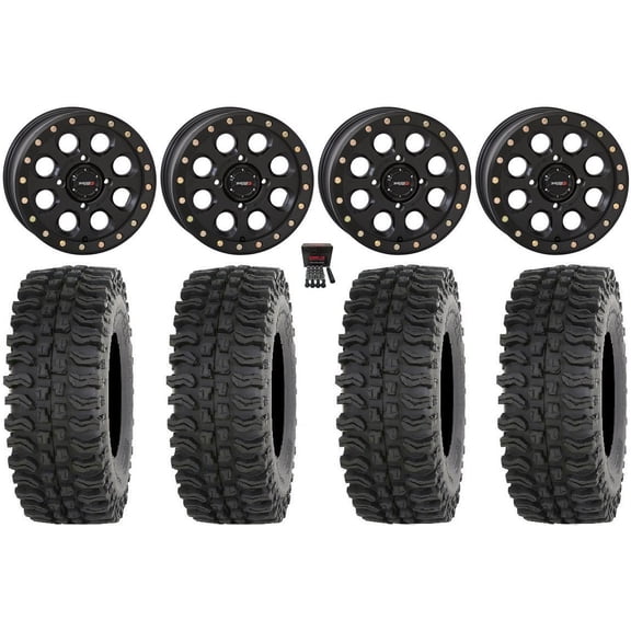 System 3 SB-7 14" Wheels Black (4 3) 27" BDC Tires Kawasaki Teryx Mule
